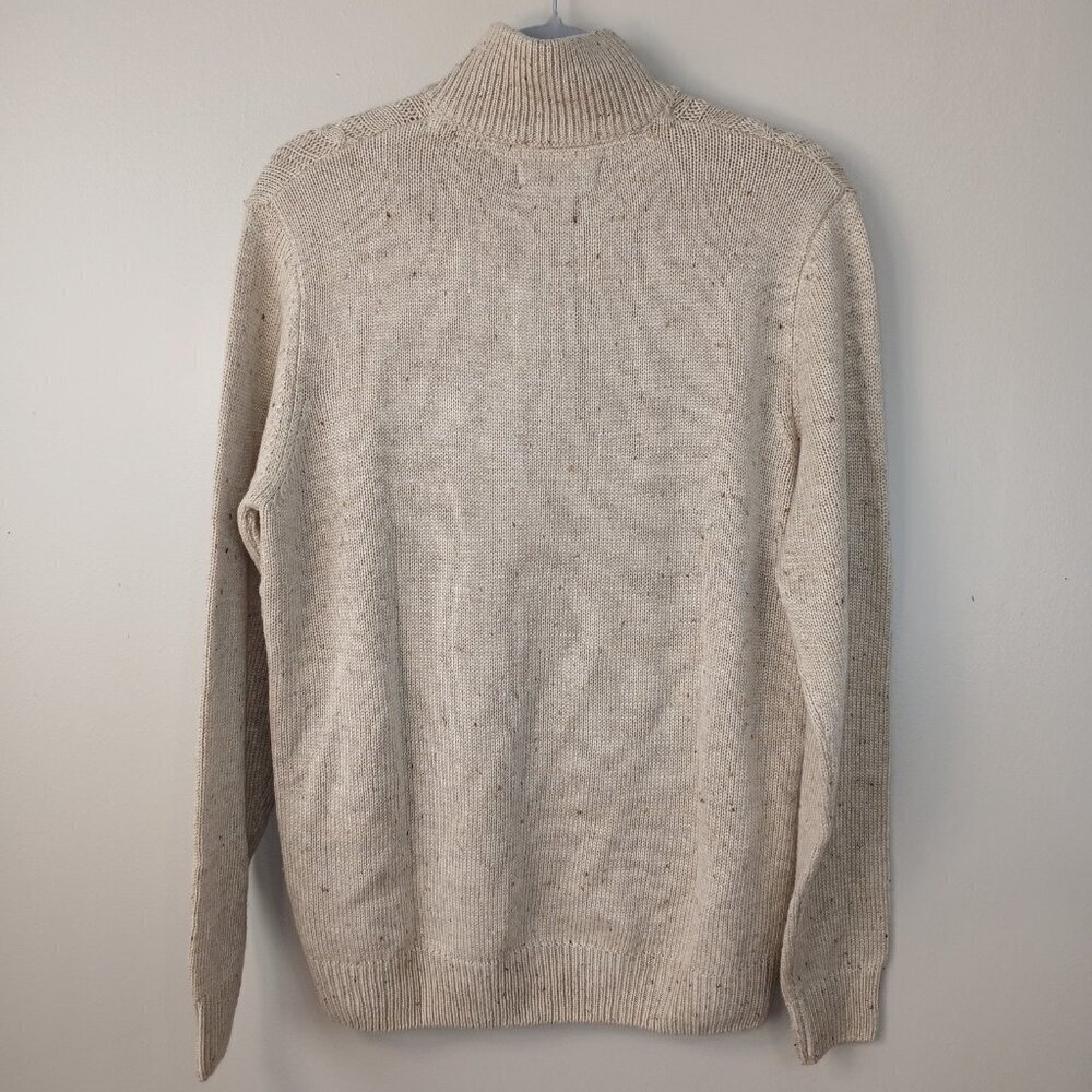 SKY BLUE 1\4 ZIP CABLE KNIT FISHERMAN CARDIGAN OATMEAL COLOR  MENS SIZE MEDIUM - Picture 7 of 7
